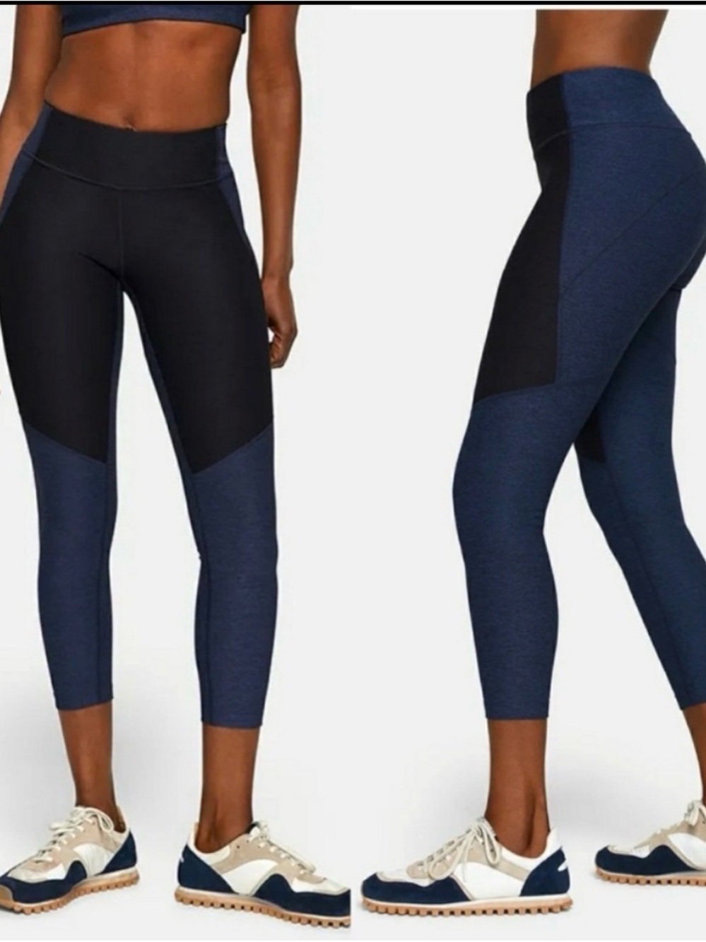 Outdoor Voices Navy and Black Colorblock High-Waist Leggings